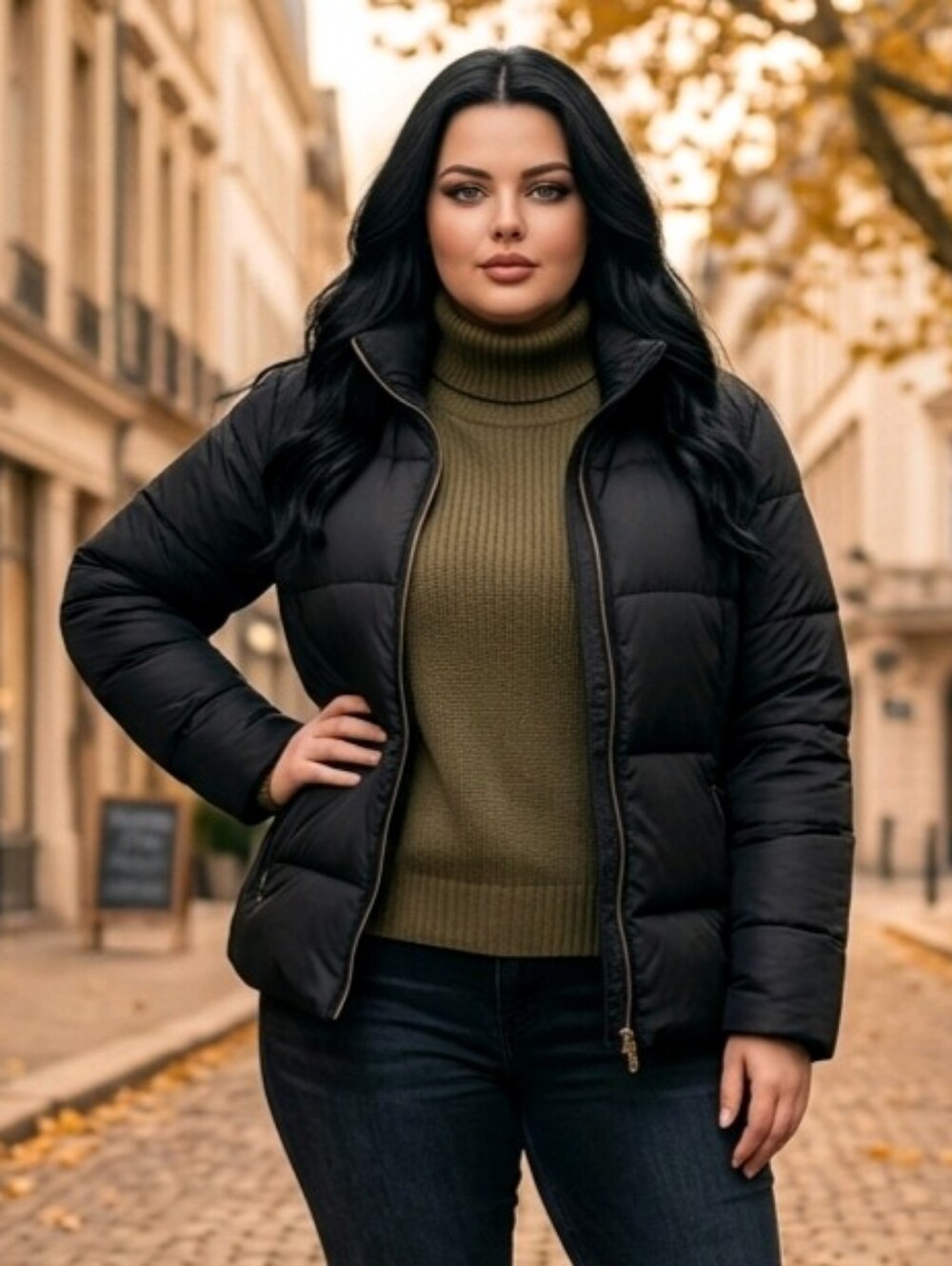 Old Navy Women's Black Down Filled Puffer Coat with Hood. Zip Up Size XL EUC